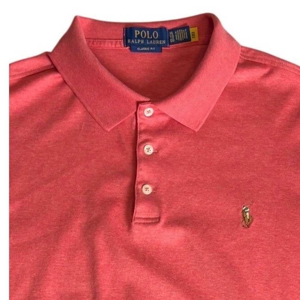 Polo Ralph Lauren Mens Classic Fit Short Sleeve Polo Shirt Heather Red XLred
